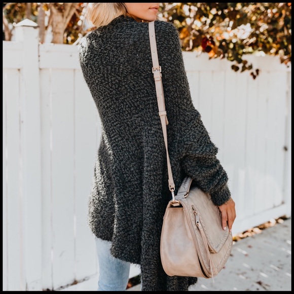 Teddy Bear Soft Cardigan in Wine - Picture 2 of 7